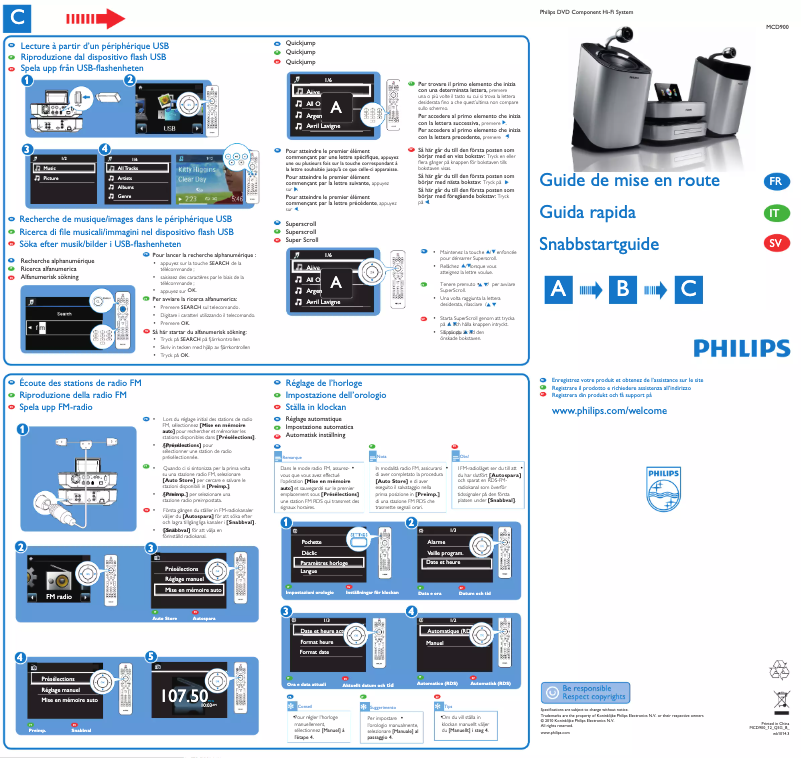Page n°1 - Manuel utilisateur Philips MCD900