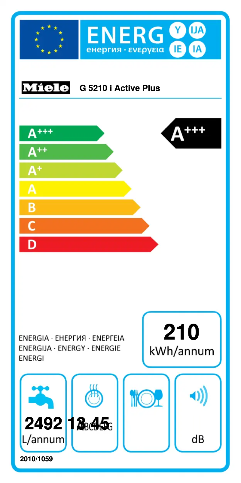 Page 1 de la notice Label énergétique Miele G 5210