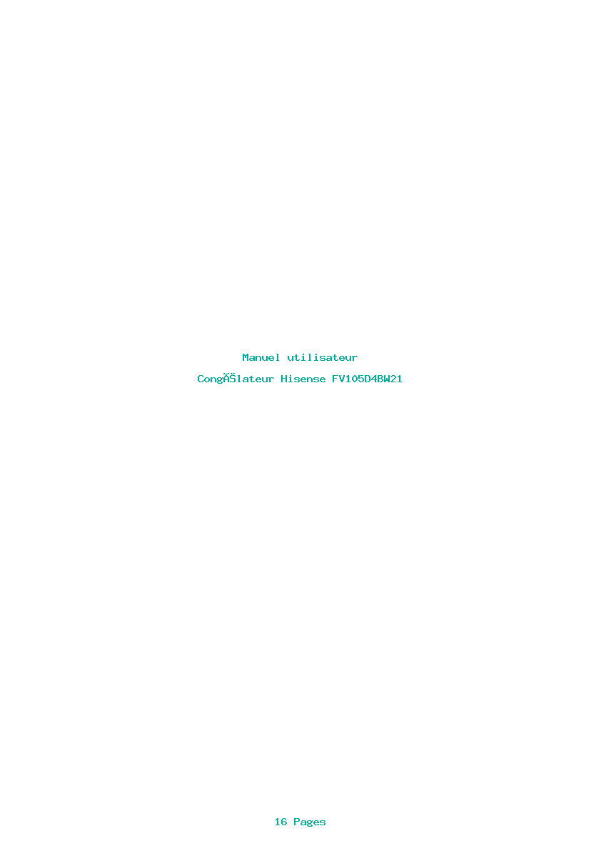 Page 1 de la notice Manuel utilisateur Hisense FV105D4BW21