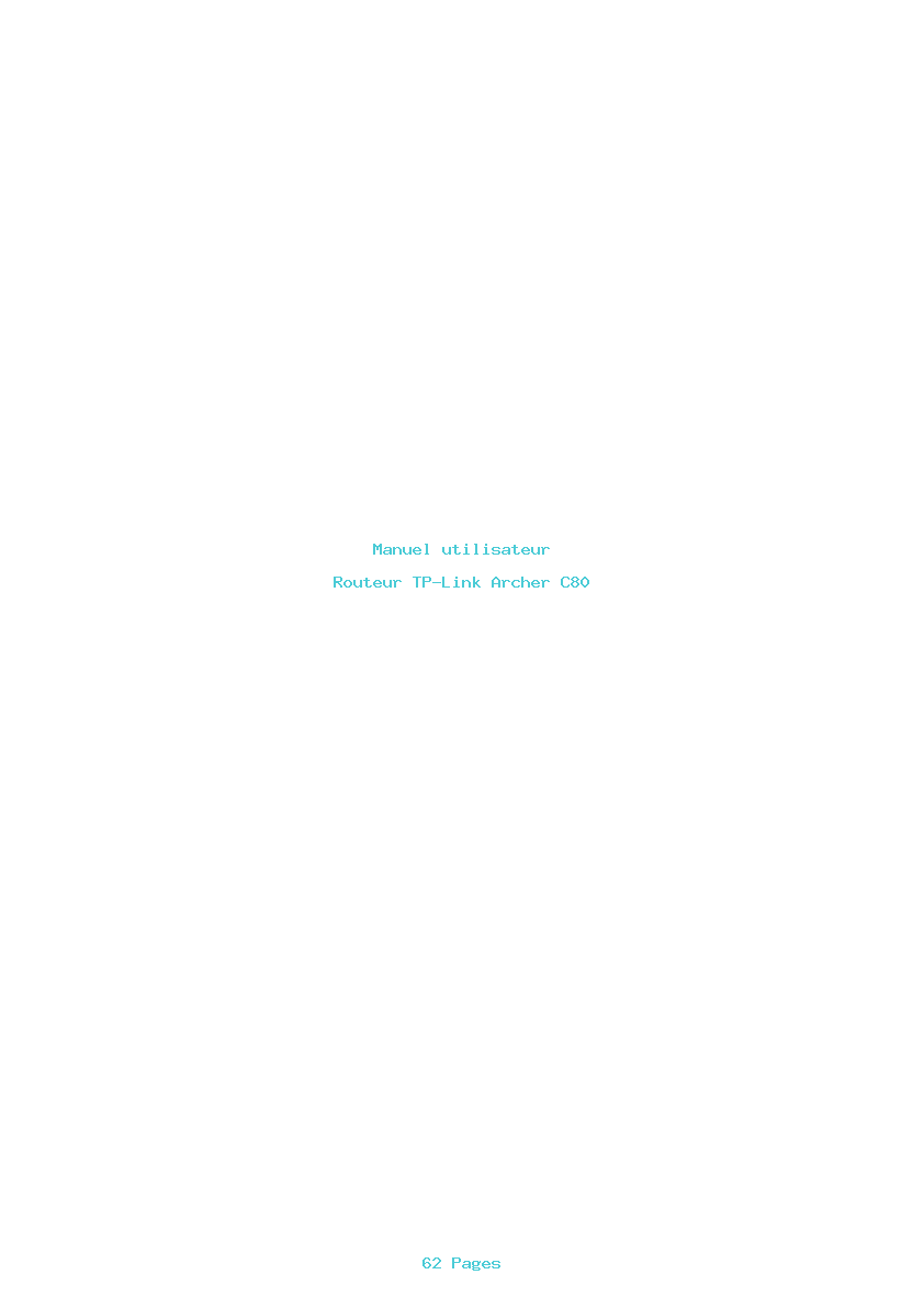 Page 1 de la notice Manuel utilisateur TP-Link Archer C80