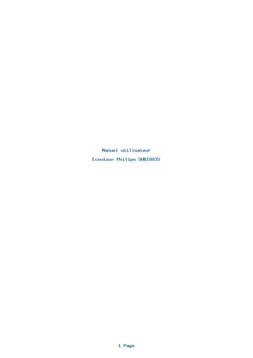 Page 1 de la notice Manuel utilisateur Philips SHB1803S