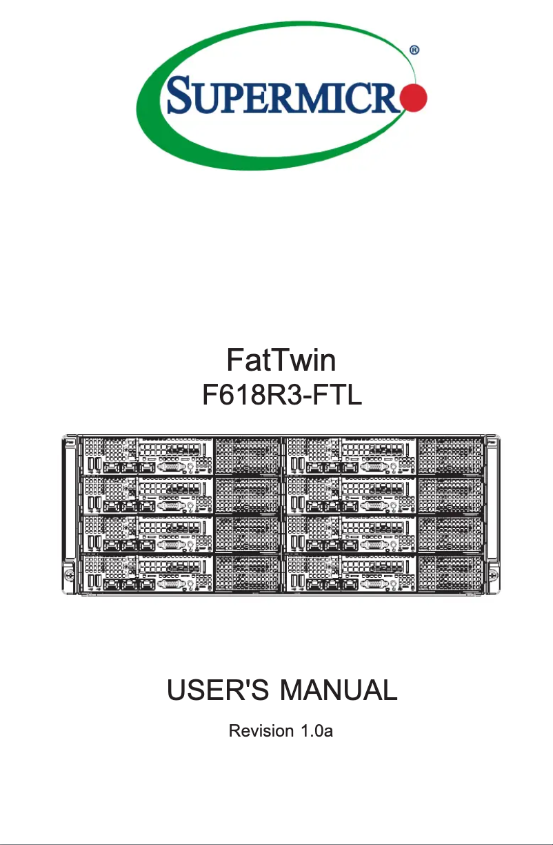 Page 1 de la notice Manuel utilisateur Supermicro SuperServer F618R3-FTL