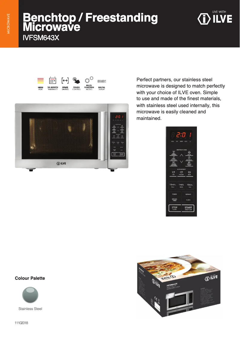 Page 1 de la notice Fiche technique Ilve IVFSM643X