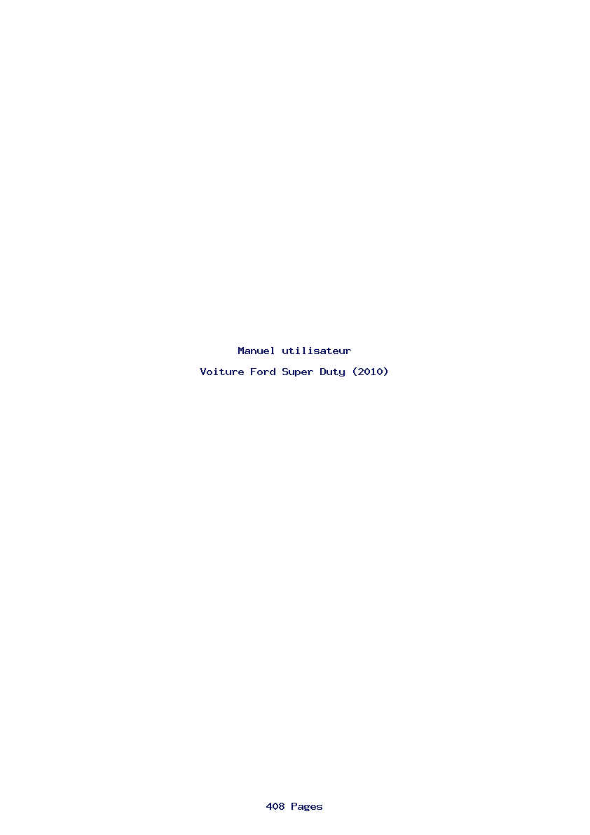 Page 1 de la notice Manuel utilisateur Ford Super Duty (2010)