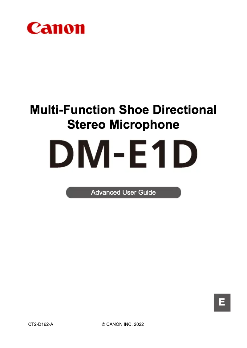 Page 1 of the manual User Manual Canon DM-E1