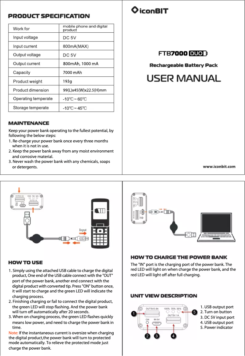 Page 1 of the manual User Manual iconBIT FTB7000DUO