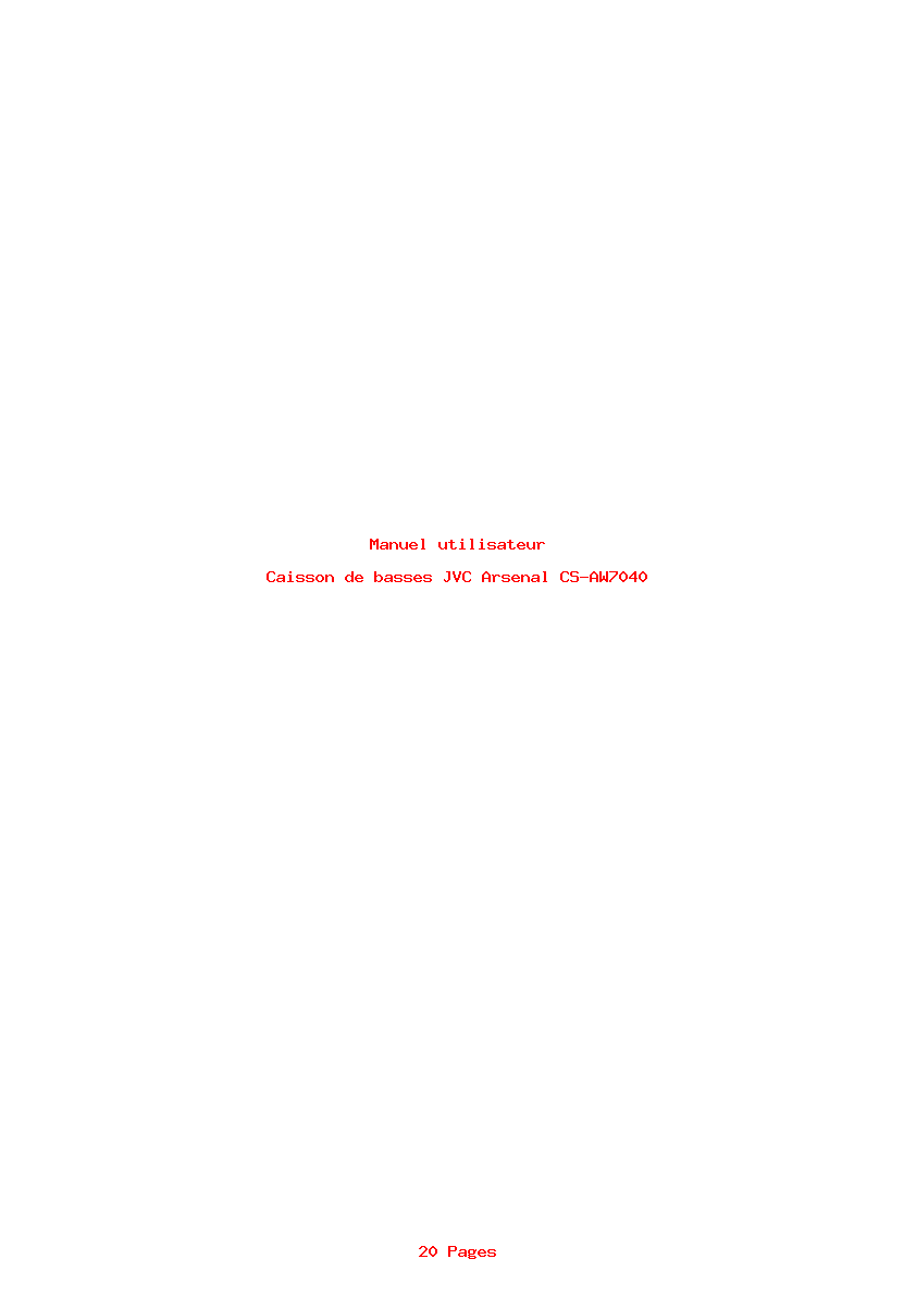 Page 1 de la notice Manuel utilisateur JVC Arsenal CS-AW7040