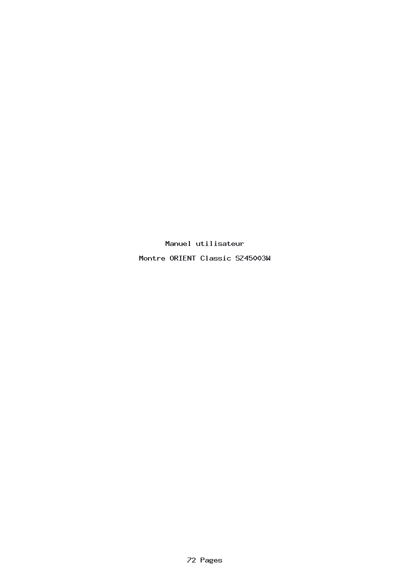 Page 1 de la notice Manuel utilisateur ORIENT Classic SZ45003W