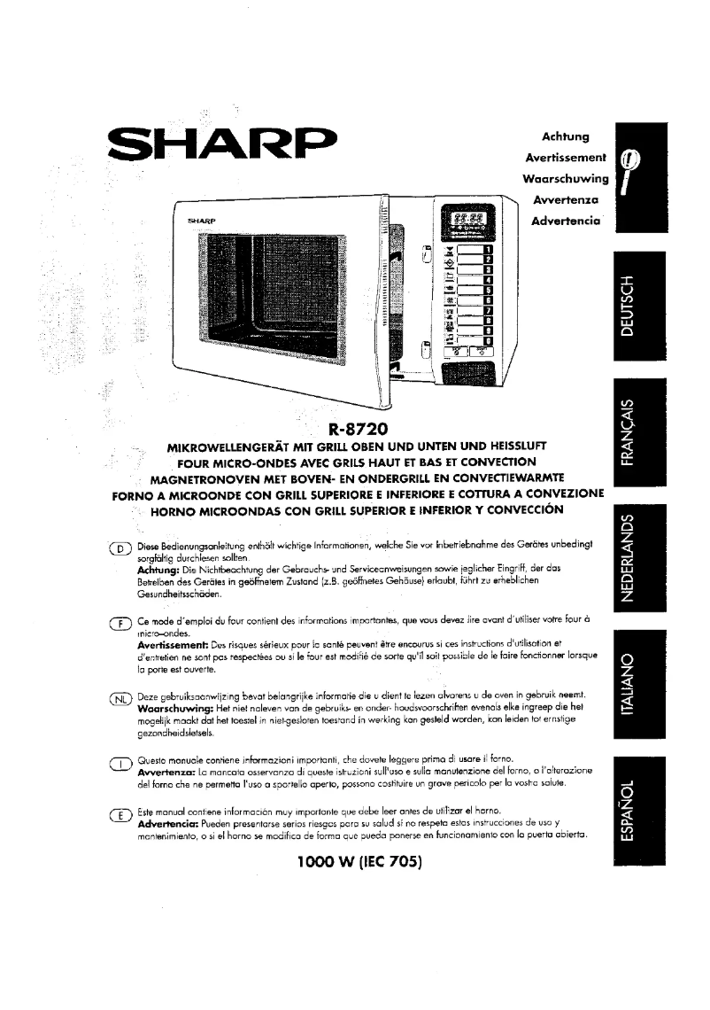 Page 1 de la notice Manuel utilisateur Sharp R-8720