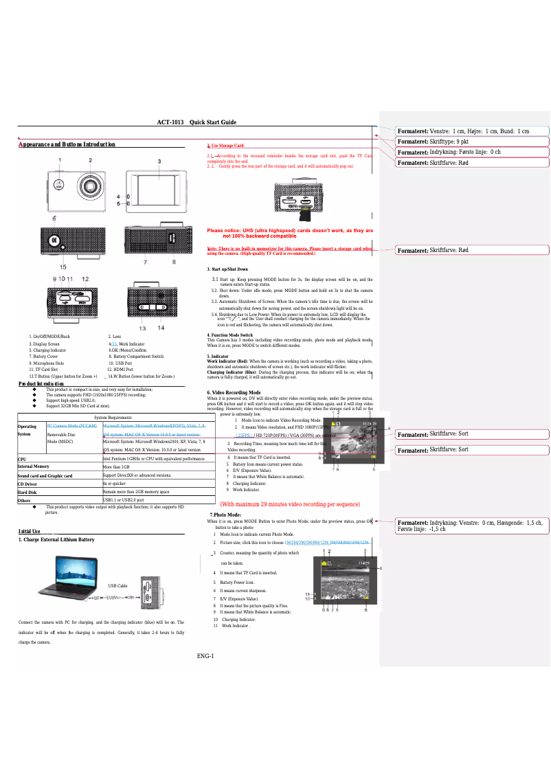 Page 1 de la notice Manuel utilisateur Denver ACT-1013