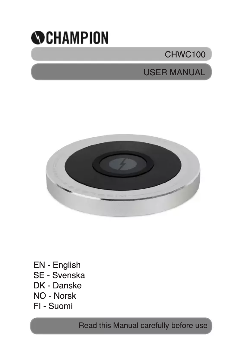 Page 1 de la notice Manuel utilisateur Champion CHWC100