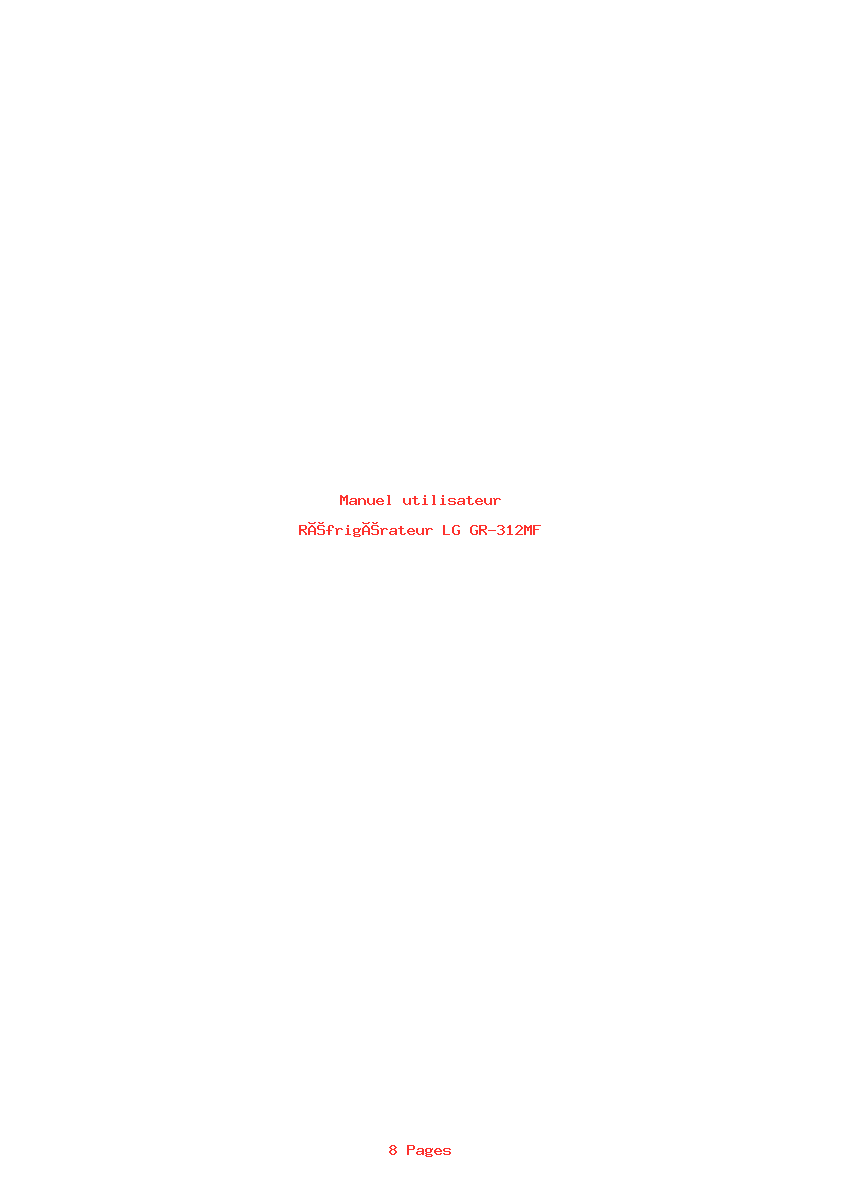 Page 1 de la notice Manuel utilisateur LG GR-312MF