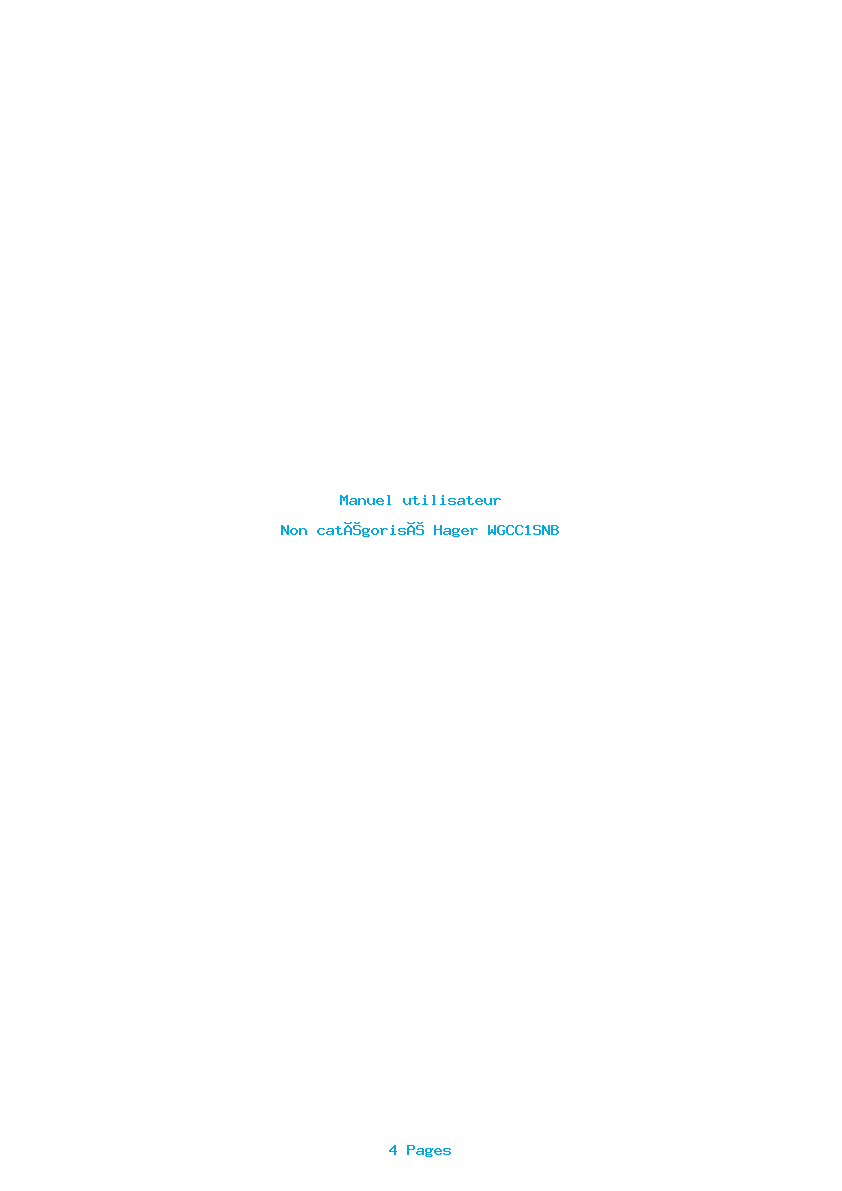 Page 1 de la notice Manuel utilisateur Hager WGCC1SNB