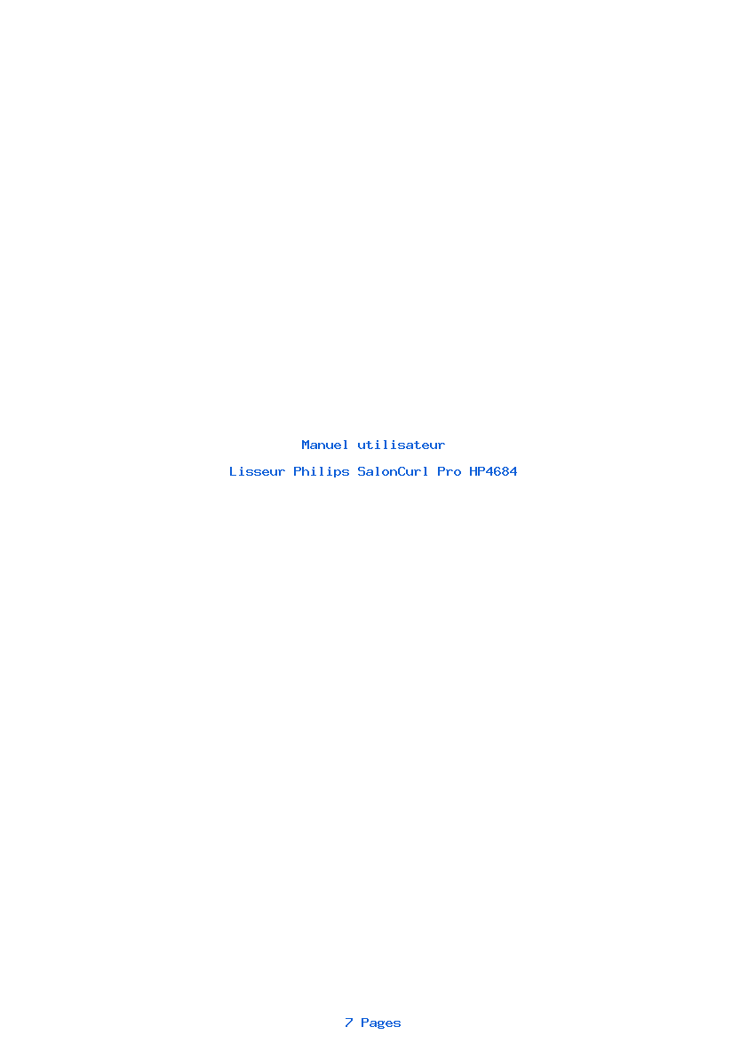 Page 1 de la notice Manuel utilisateur Philips SalonCurl Pro HP4684