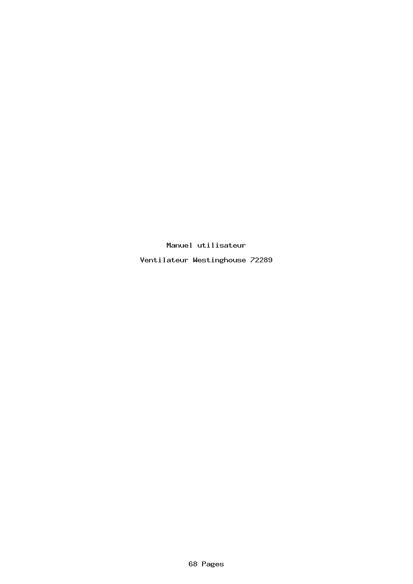 Page 1 de la notice Manuel utilisateur Westinghouse 72289