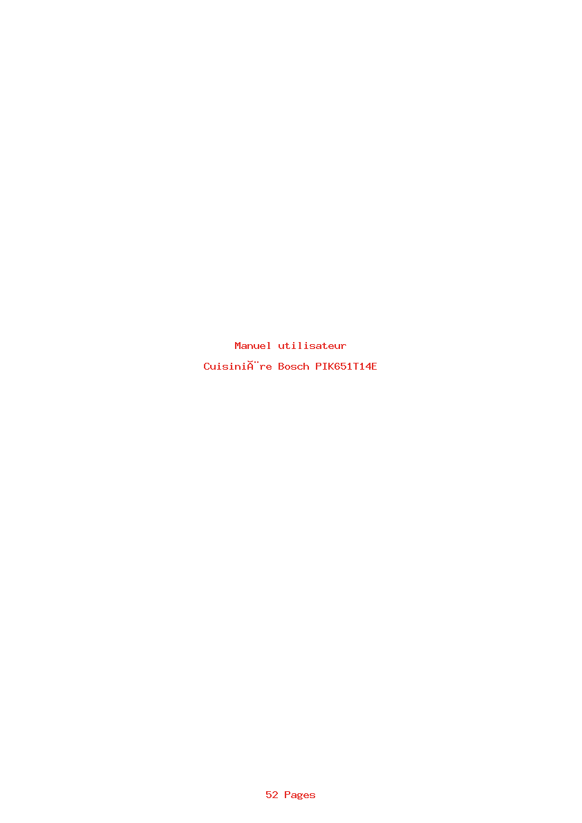 Page 1 de la notice Manuel utilisateur Bosch PIK651T14E