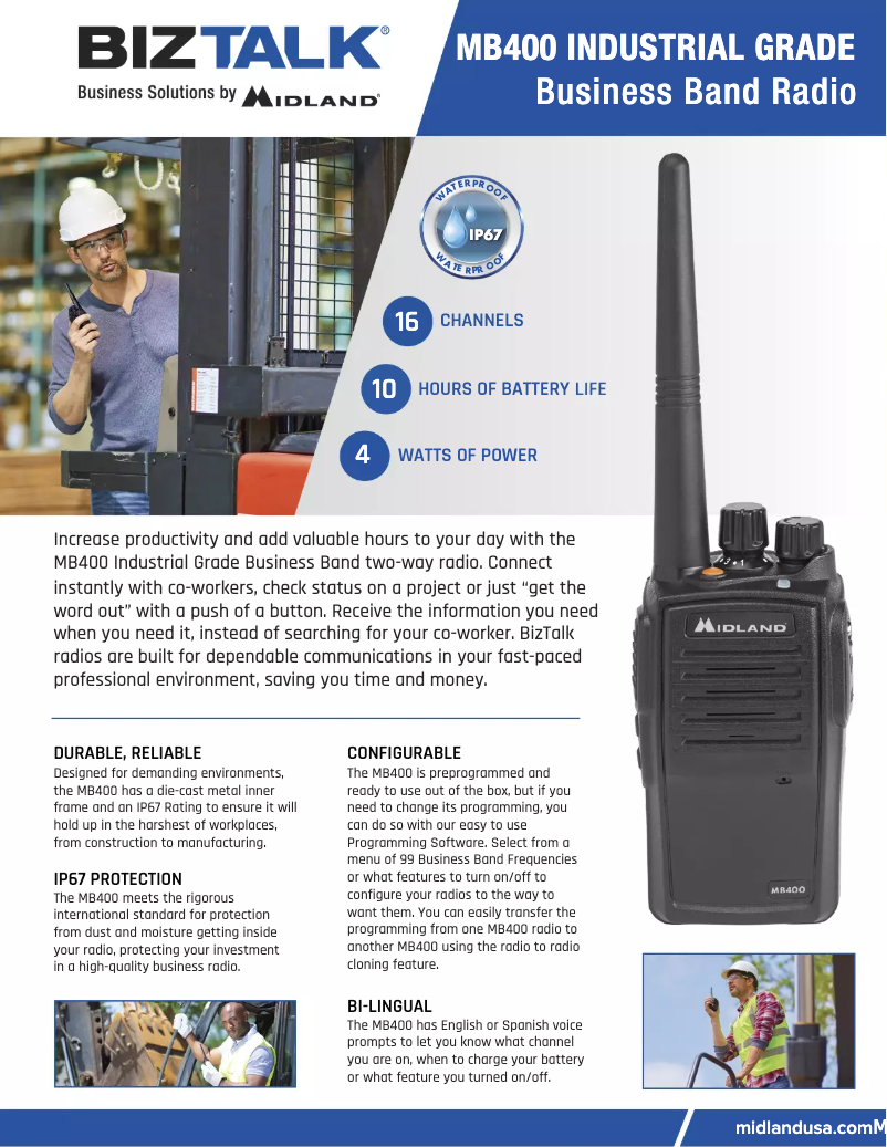 Page 1 de la notice Fiche technique Midland BizTalk MB400