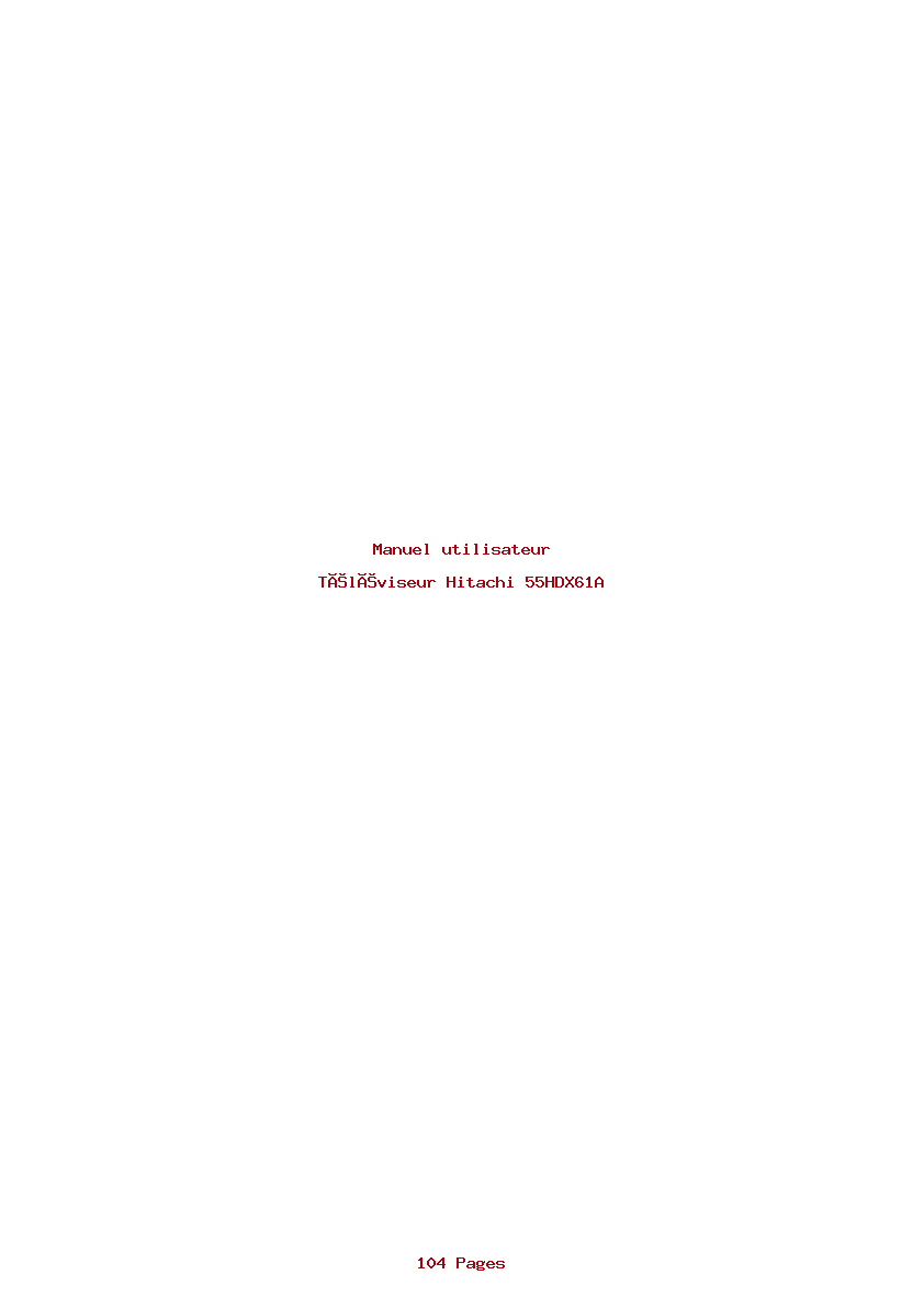 Page 1 de la notice Manuel utilisateur Hitachi 55HDX61A