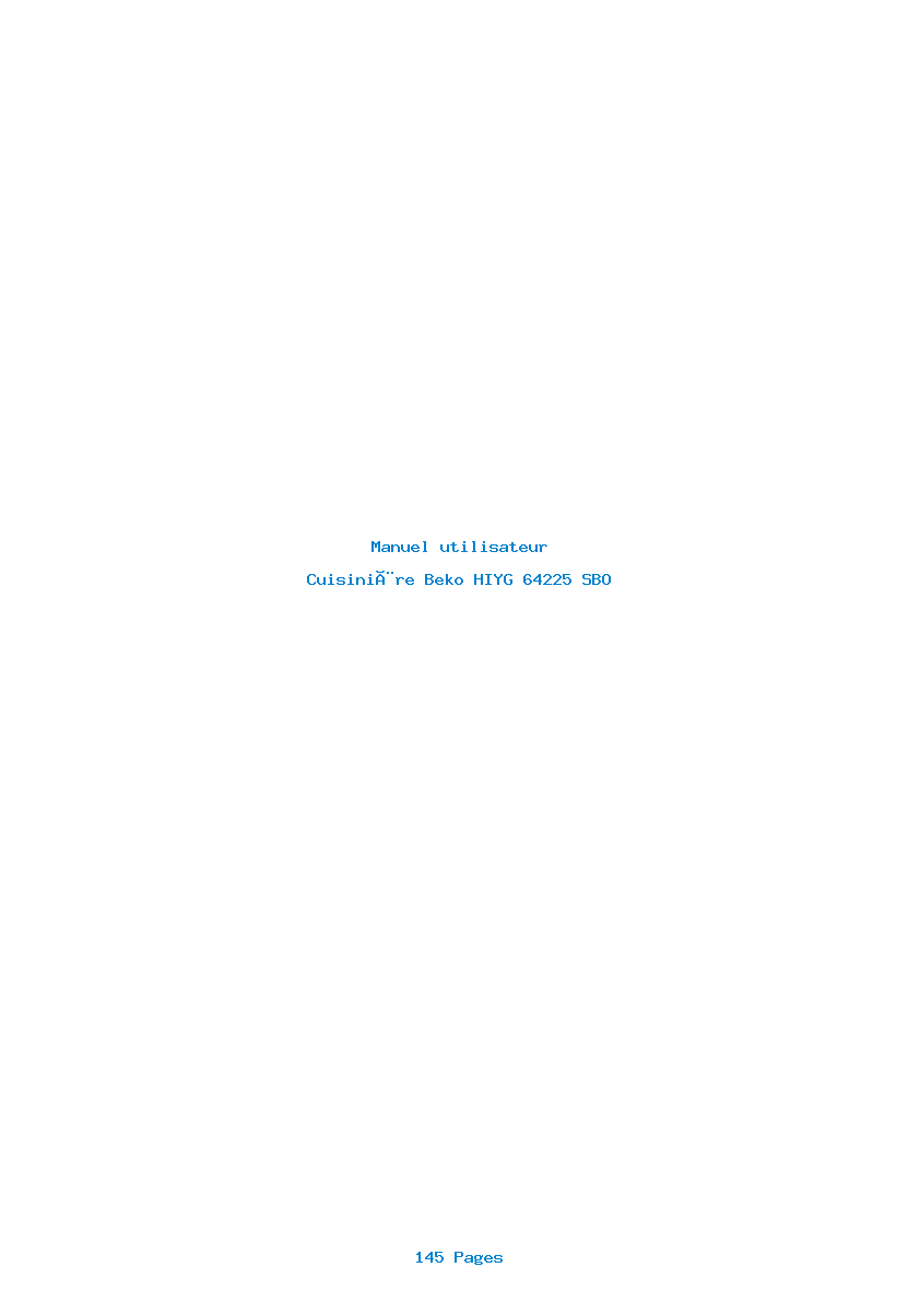 Page 1 de la notice Manuel utilisateur Beko HIYG 64225 SBO