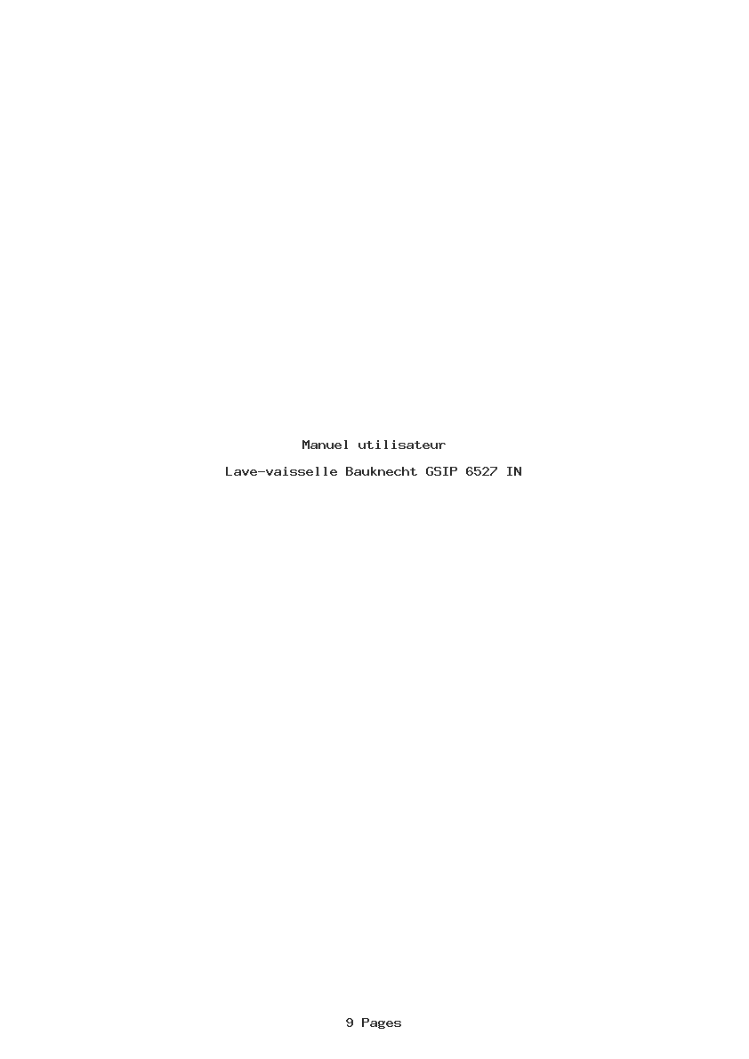 Page 1 de la notice Manuel utilisateur Bauknecht GSIP 6527 IN
