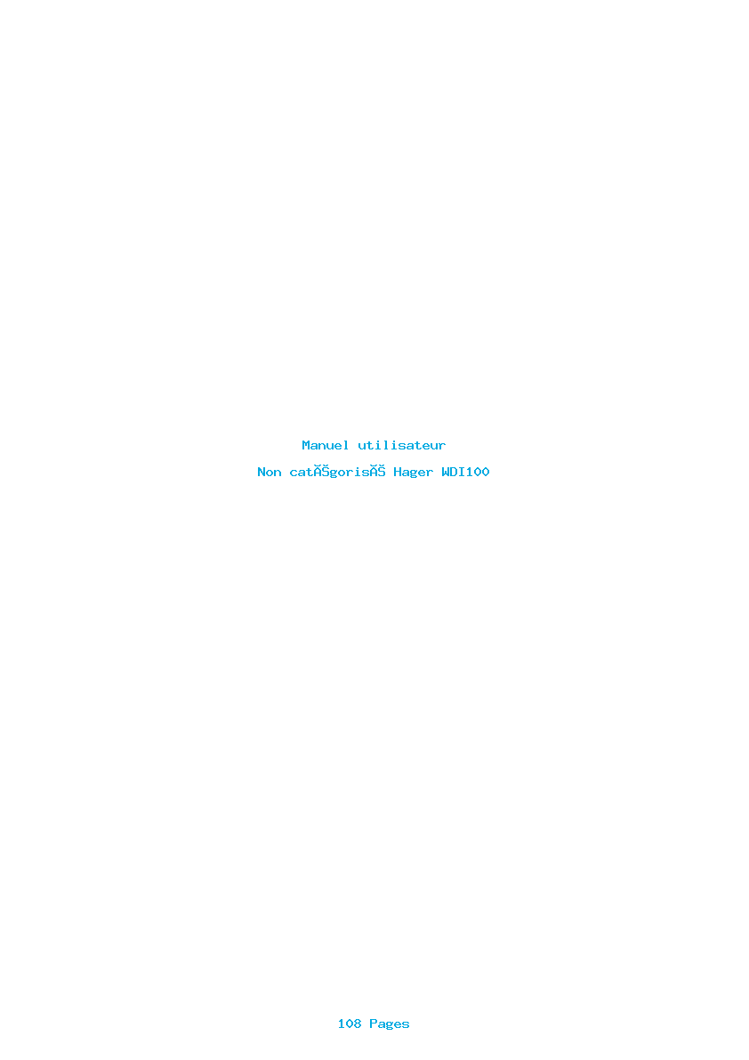 Page 1 de la notice Manuel utilisateur Hager WDI100