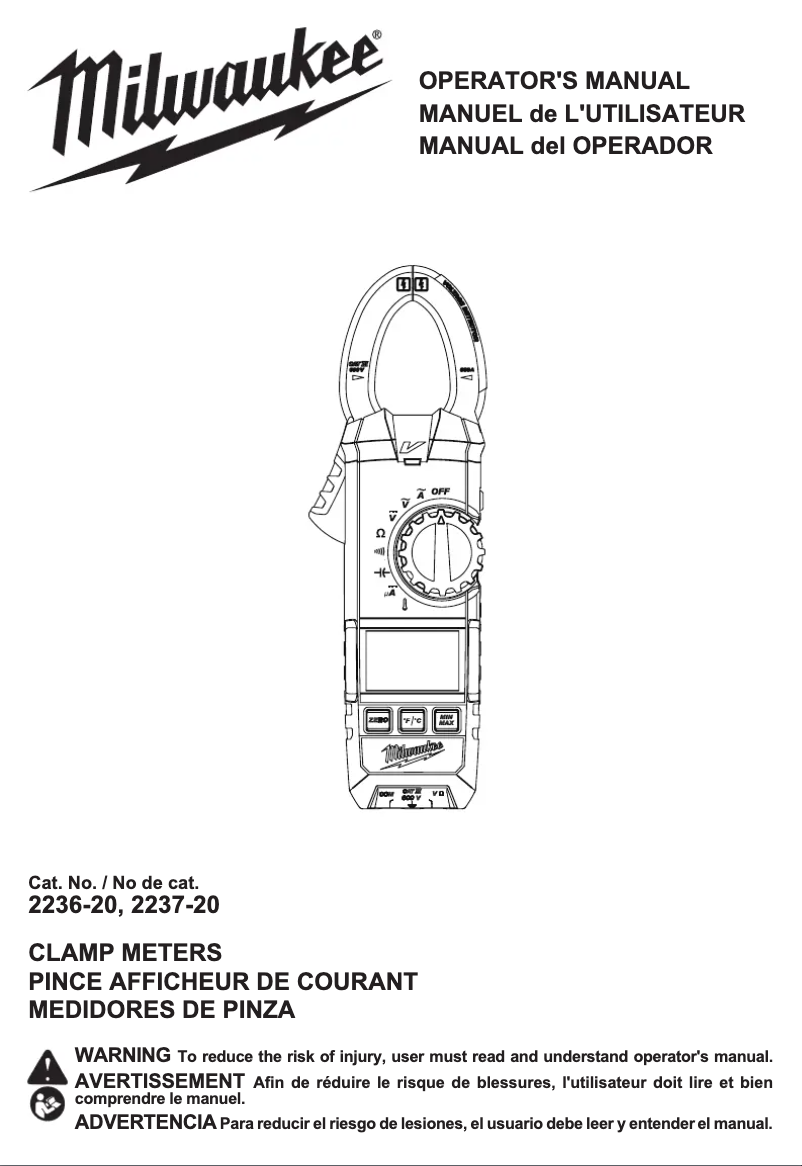 Page 1 de la notice Manuel utilisateur Milwaukee 2236-20