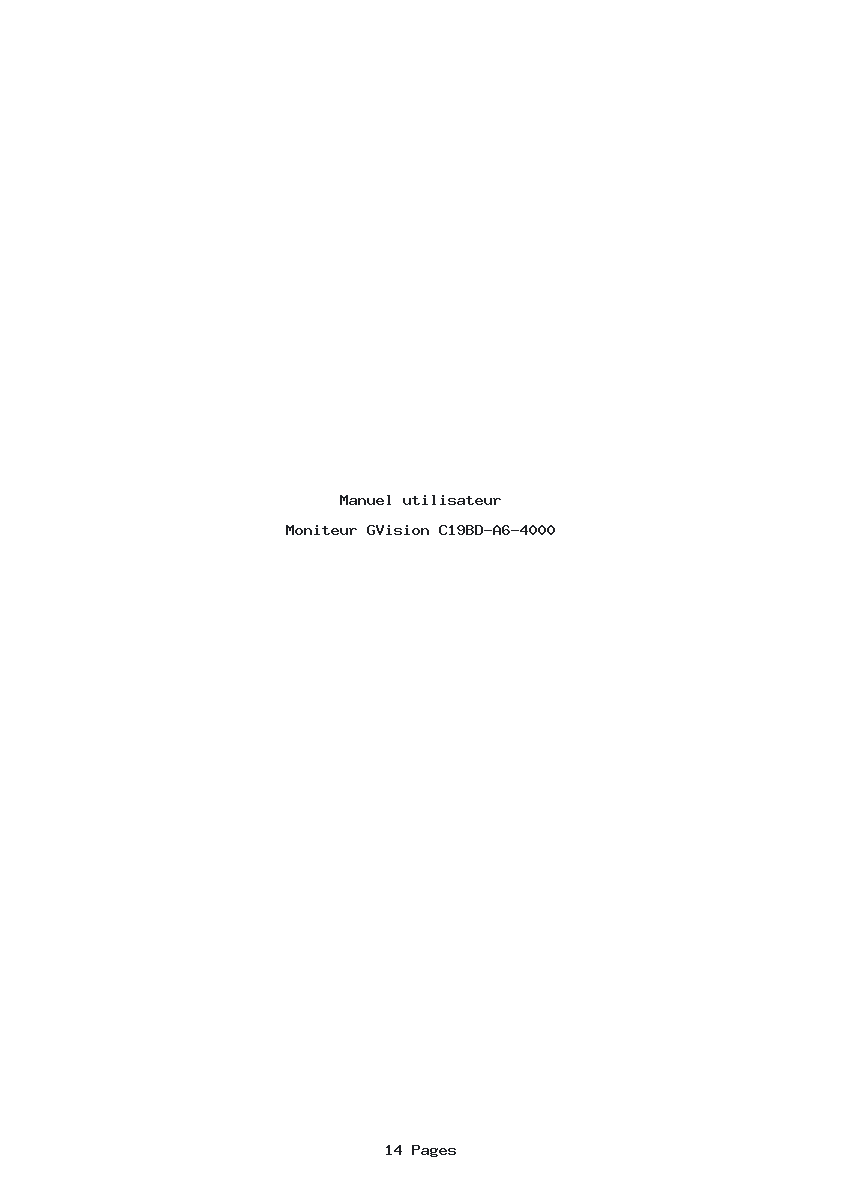 Page 1 de la notice Manuel utilisateur GVision C19BD-A6-4000