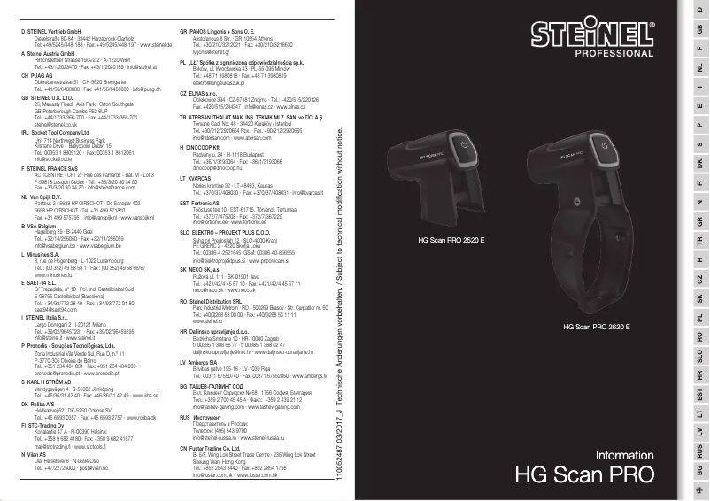 Page 1 de la notice Manuel utilisateur Steinel HG Scan Pro HG 2520 E