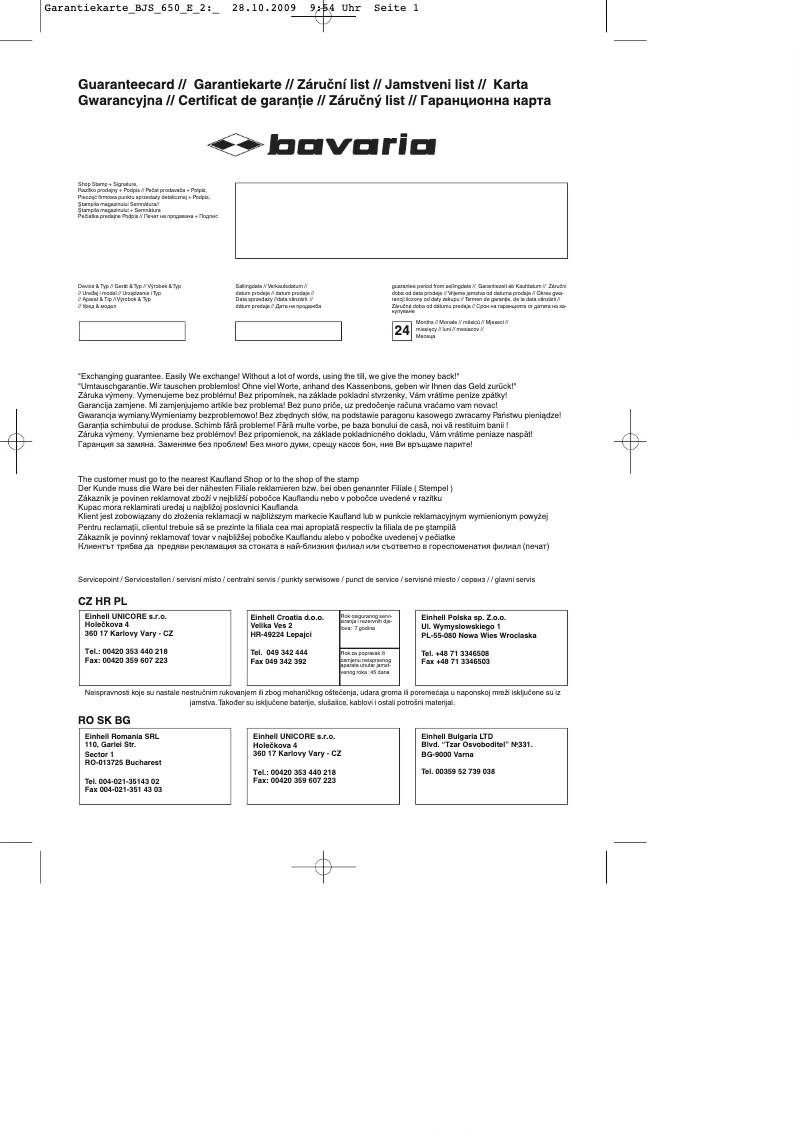 Page 1 de la notice Manuel utilisateur Bavaria BJS 650 E-2