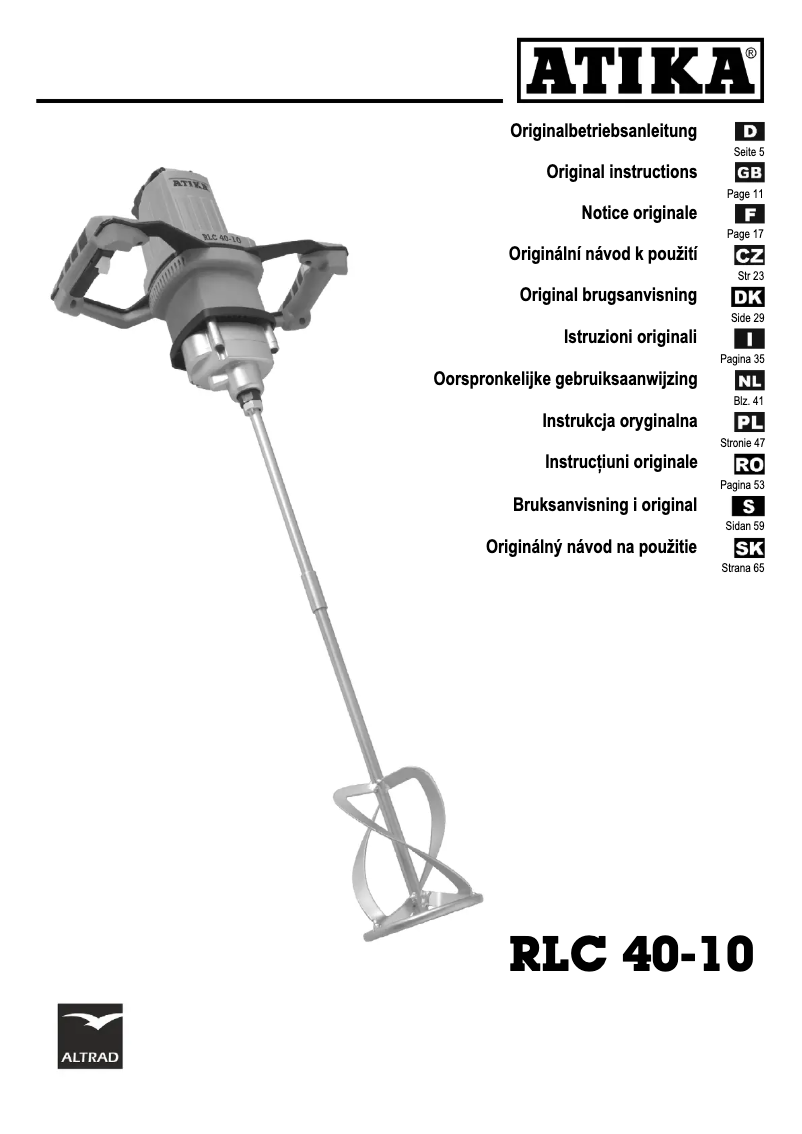 Page 1 of the manual User Manual ATIKA RLC 40-10