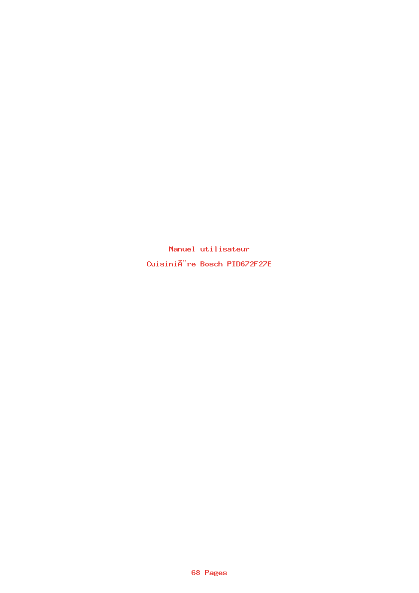 Page 1 de la notice Manuel utilisateur Bosch PID672F27E