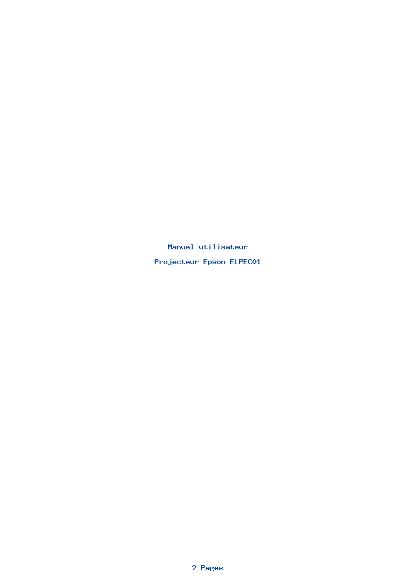 Page 1 de la notice Manuel utilisateur Epson ELPEC01