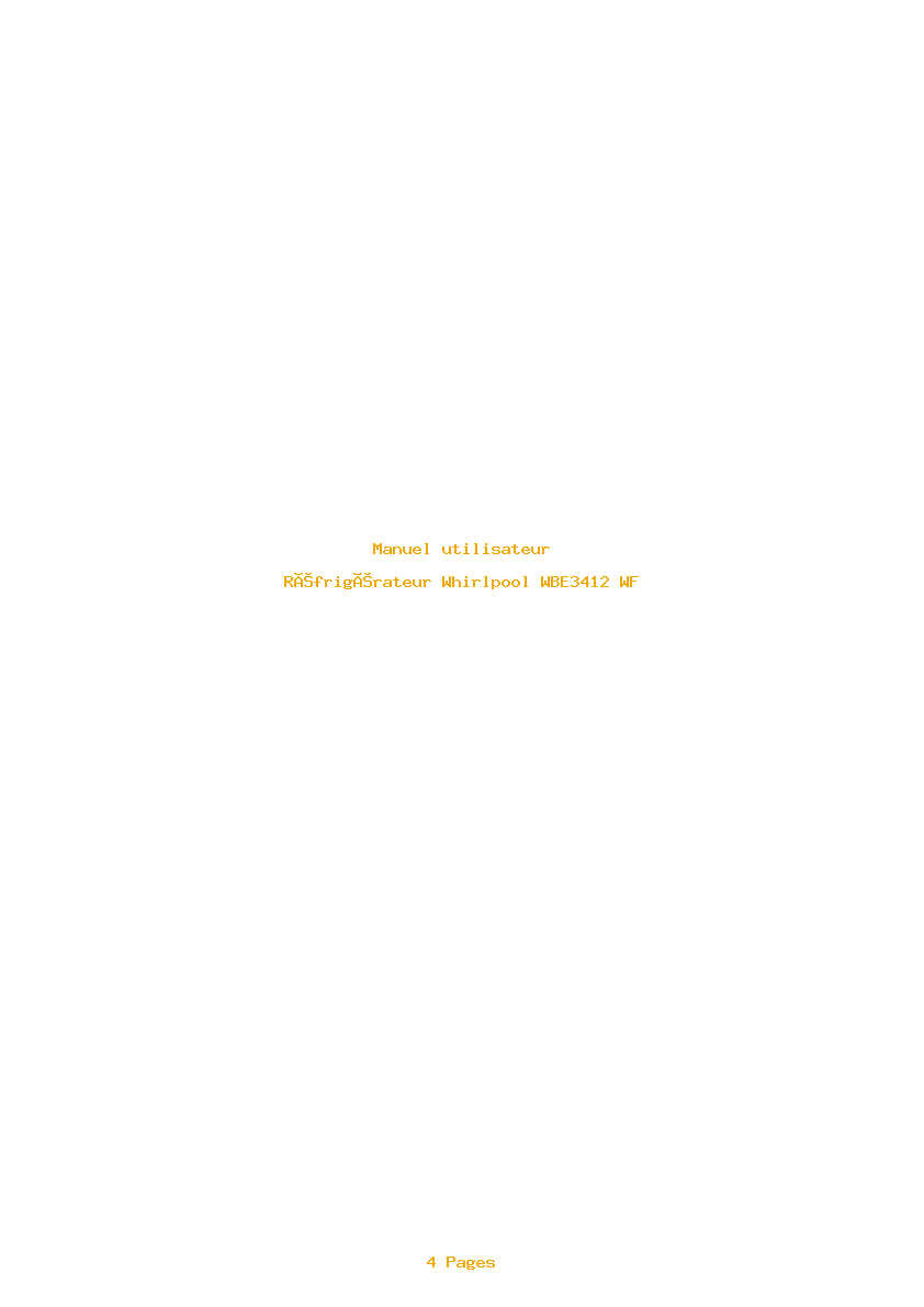 Page 1 de la notice Manuel utilisateur Whirlpool WBE3412 WF