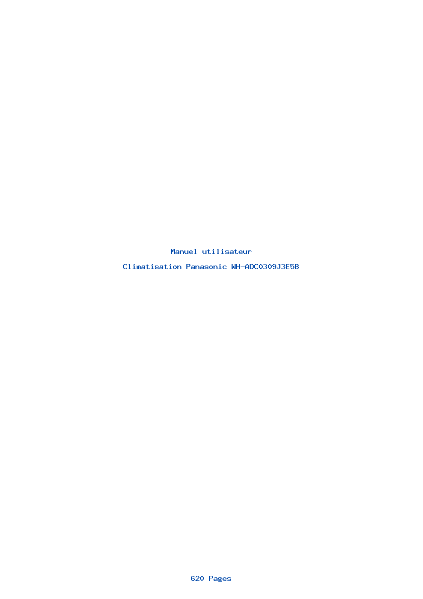 Page 1 de la notice Manuel utilisateur Panasonic WH-ADC0309J3E5B