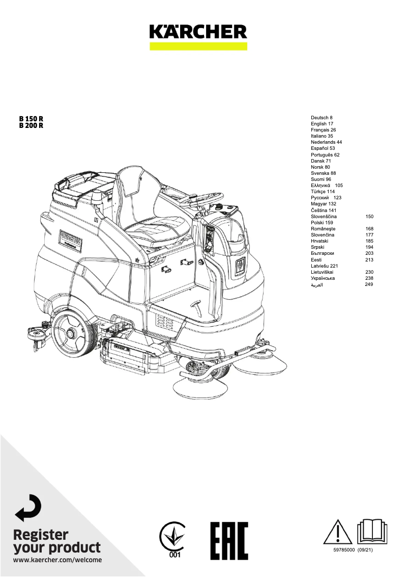 Page 1 de la notice Manuel utilisateur Kärcher B 200 R Bp