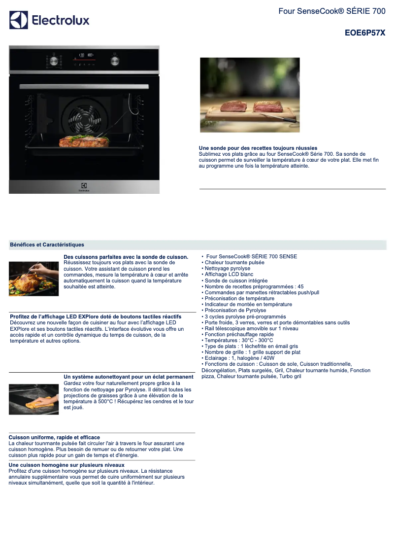 Página 1 del manual Ficha técnica Electrolux EOE6P57X