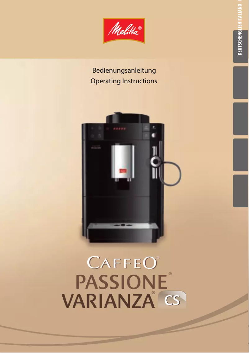 Page 1 de la notice Manuel utilisateur Melitta Caffeo Passione Varianza CS