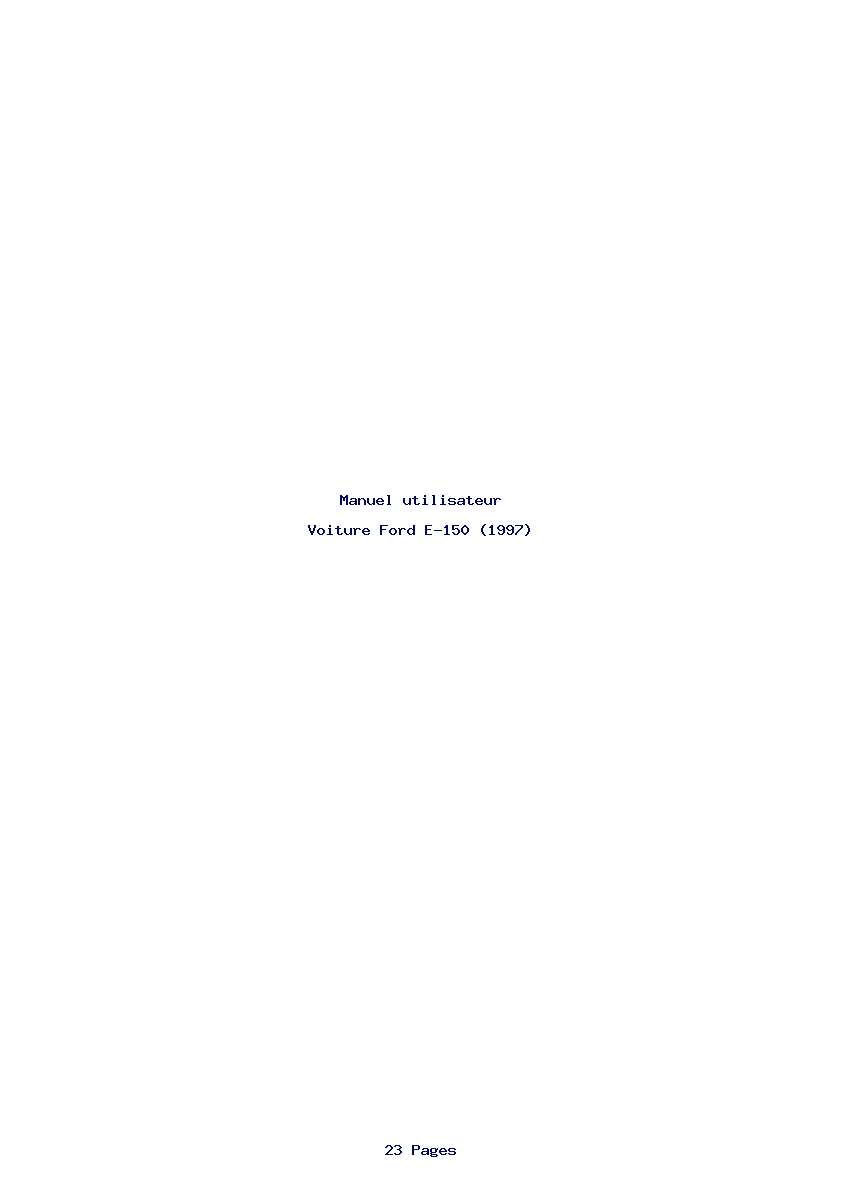 Page 1 de la notice Manuel utilisateur Ford E-150 (1997)