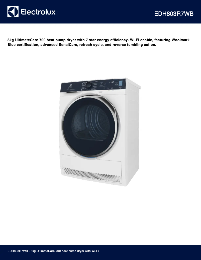 Página 1 del manual Ficha técnica Electrolux EDH803R7WB