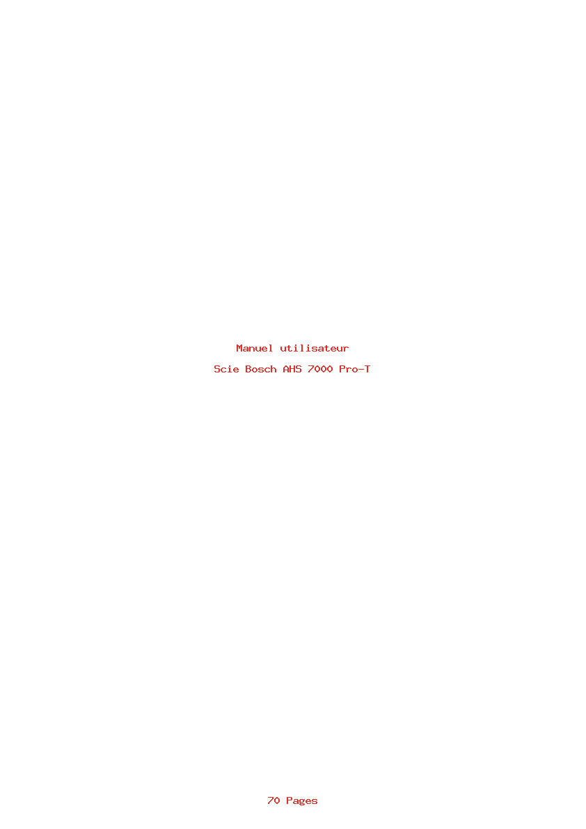 Page 1 de la notice Manuel utilisateur Bosch AHS 7000 Pro-T