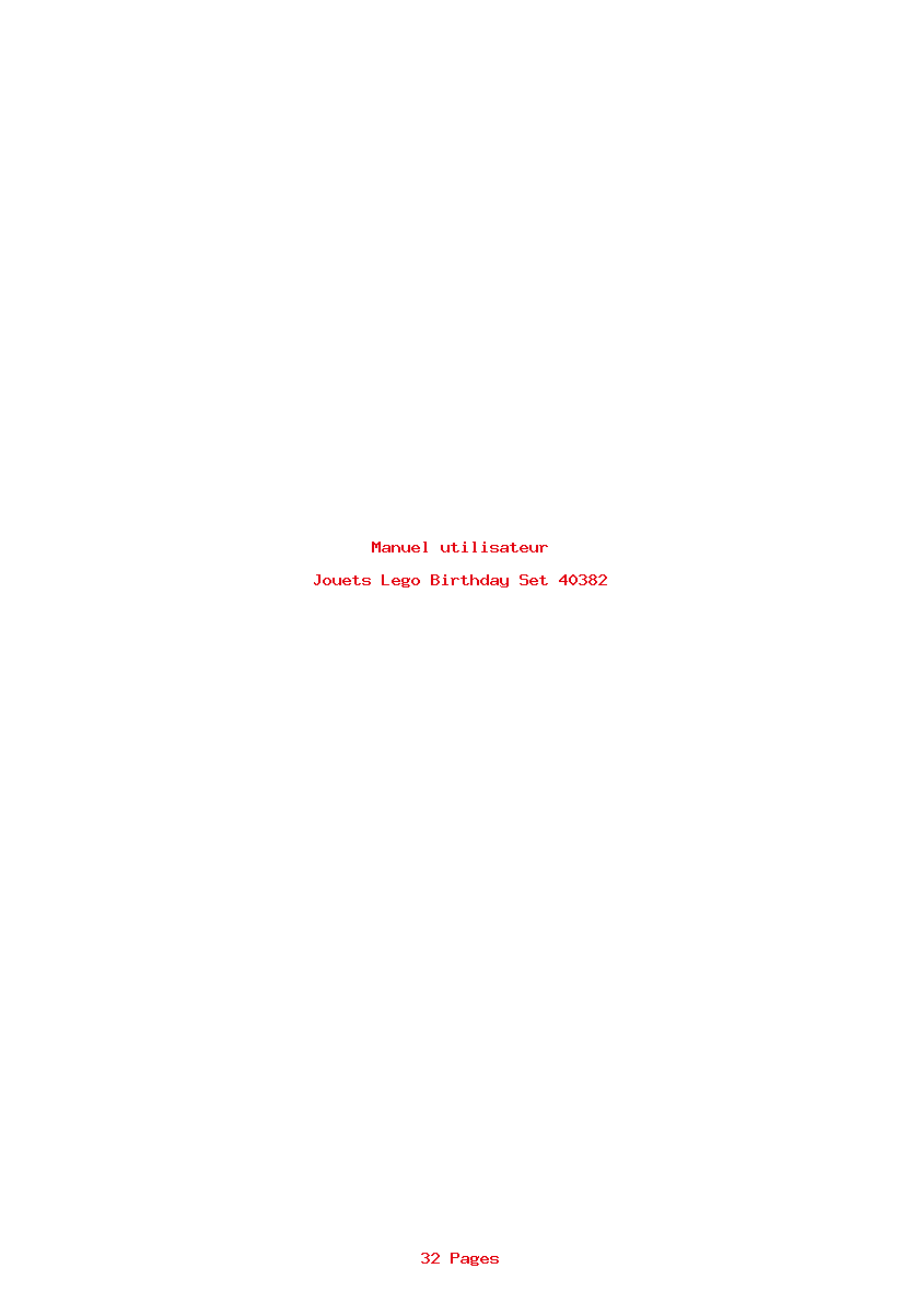 Page 1 de la notice Manuel utilisateur Lego Birthday Set 40382