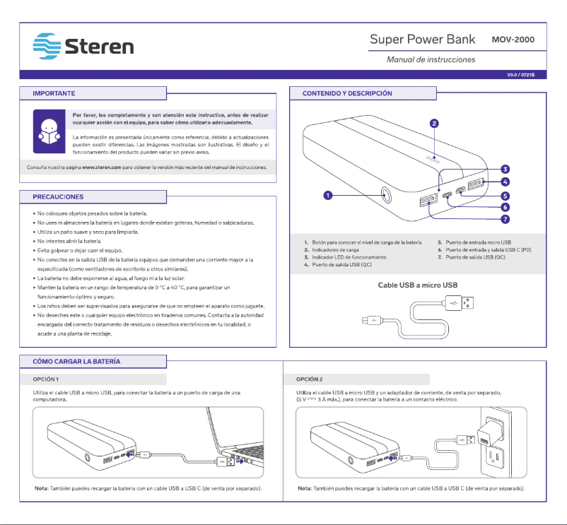 Page 1 de la notice Manuel utilisateur Steren MOV-2000