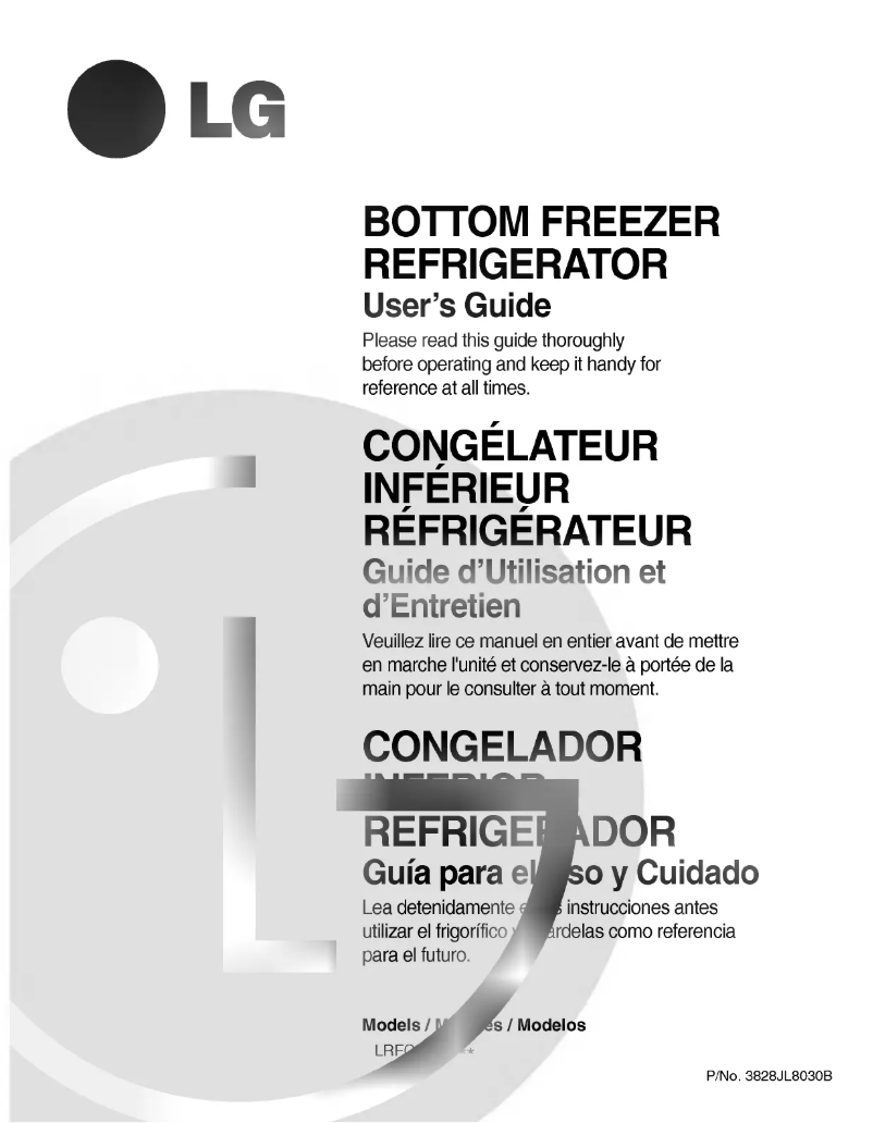 Page 1 de la notice Manuel utilisateur LG GR-B258JTAA