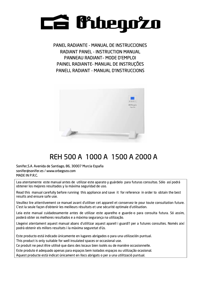 Page 1 de la notice Manuel utilisateur Orbegozo REH 1500