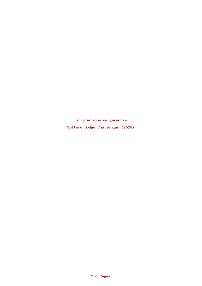 Page 1 de la notice Informations de garantie Dodge Challenger (2020)