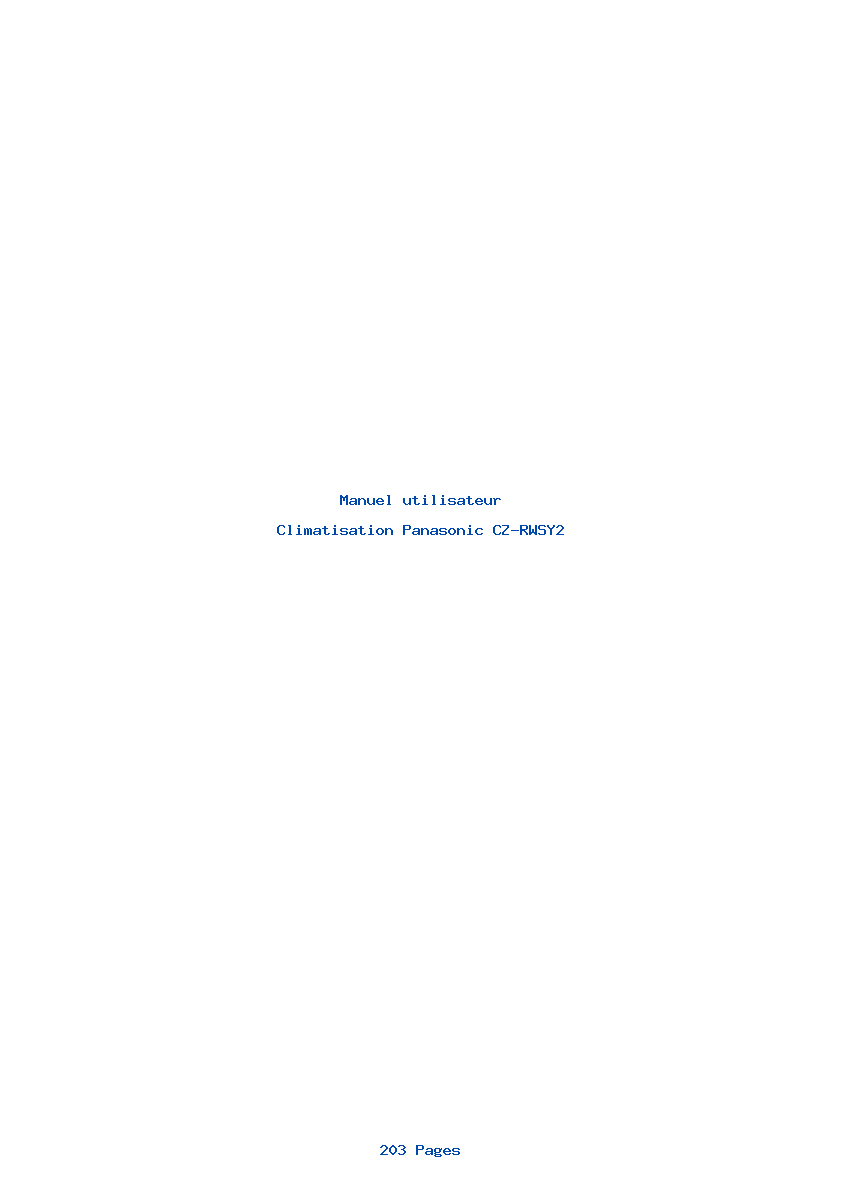 Page 1 de la notice Manuel utilisateur Panasonic CZ-RWSY2