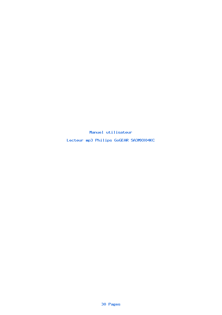 Page 1 de la notice Manuel utilisateur Philips GoGEAR SA3MXX04KC
