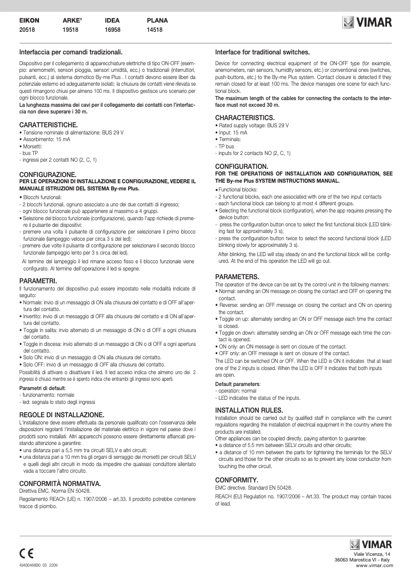 Página 1 del manual Manual de usuario Vimar 19518