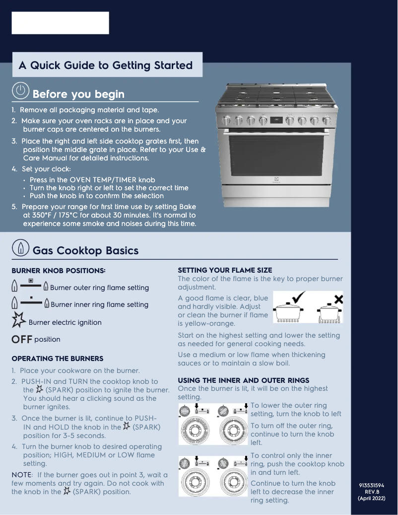 Page 1 de la notice Guide de démarrage rapide Electrolux ECFG3668AS