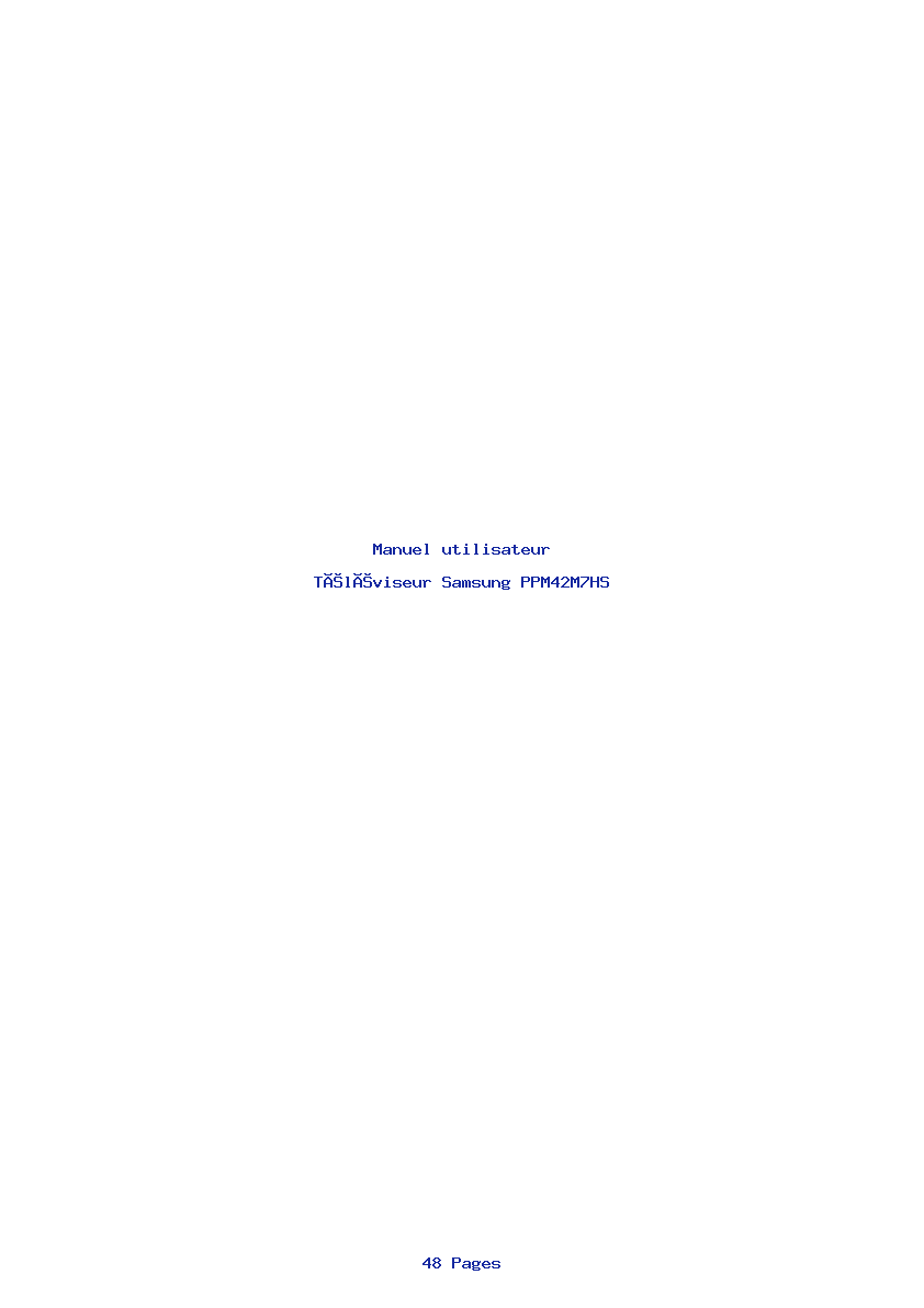 Page 1 de la notice Manuel utilisateur Samsung PPM42M7HS